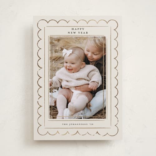 This is a sugar cookie foil pressed holiday cards with foil pressed by Carolyn Nicks called charming sketches printing on recycled smooth signature in standard