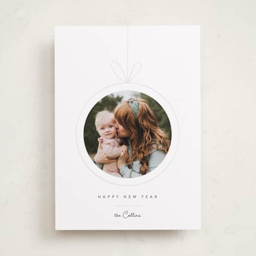 This is a snow gloss press holiday cards with gloss press by Yuliya Evseeva called christmas toy printing on recycled smooth signature in standard