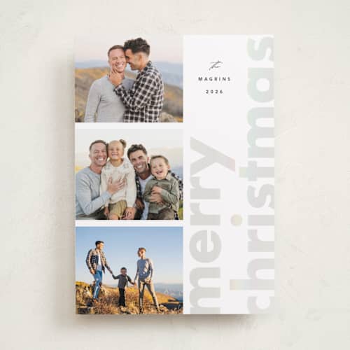 This is a skate blade gloss press holiday cards with gloss press by Up Up Creative called glossed over printing on recycled smooth signature in standard