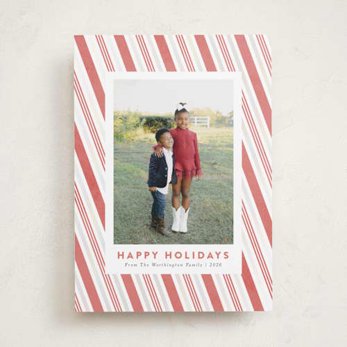 This is a peppermint stick gloss press holiday cards with gloss press by Meggy Masters called peppermint stripe printing on recycled smooth signature in standard