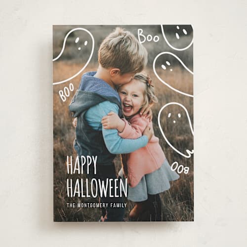 This is a ghost halloween party invitations cards with standard by Claudia Orengo called cute halloween printing on recycled smooth signature in standard