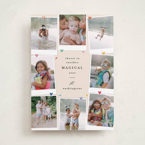 This is a rainbow new year photo cards with standard by Creo Study called disney's mickey magical and cheerful printing on recycled smooth signature in standard