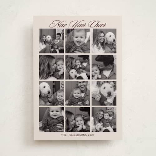 This is a clove new year photo cards with standard by Ani Somi called the grid printing on recycled smooth signature in standard
