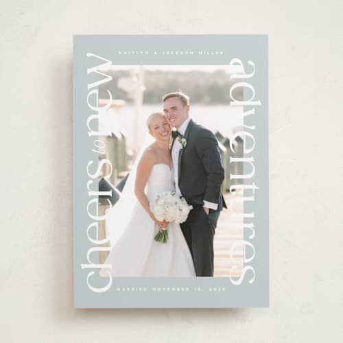 This is a ice new year photo cards with standard by Owl and Toad called cheers to new printing on recycled smooth signature in standard