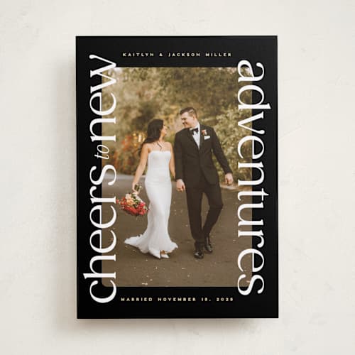 This is a night new year photo cards with standard by Owl and Toad called cheers to new printing on recycled smooth signature in standard