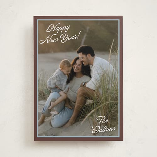 This is a cocoa new year photo cards with standard by Olivia Raufman called dalton printing on recycled smooth signature in standard