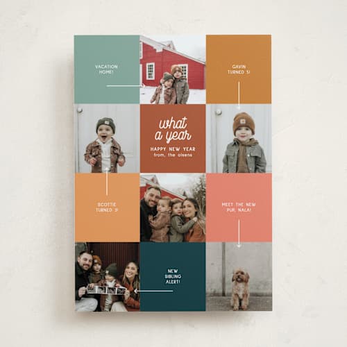 This is a retro new year photo cards with standard by elithing called year in review printing on recycled smooth signature in standard