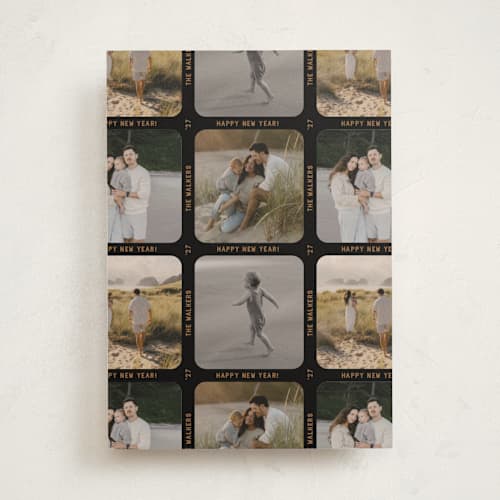 This is a black coffee new year photo cards with standard by Meggy Masters called contact sheet printing on recycled smooth signature in standard