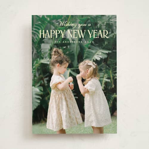 This is a buttercream new year photo cards with standard by Nicole Walsh called modern dawn printing on recycled smooth signature in standard