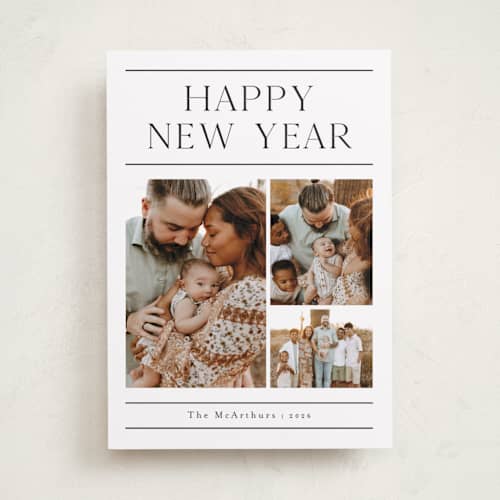 This is a cotton new year photo cards with standard by Stacey Meacham called newsletter printing on recycled smooth signature in standard