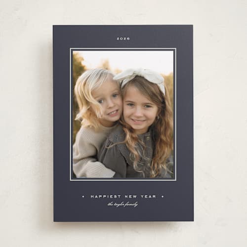 This is a blue jay new year photo cards with standard by Blustery August called torrone printing on recycled smooth signature in standard