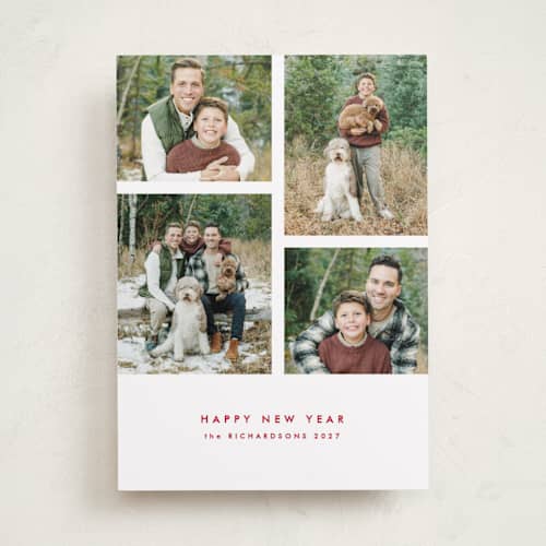 This is a berry new year photo cards with standard by Kelly Schmidt called four printing on recycled smooth signature in standard