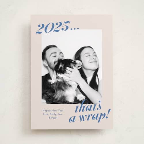 This is a lake new year photo cards with standard by Megan Davis called wrapped up printing on recycled smooth signature in standard