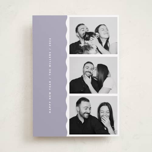 This is a lilac new year photo cards with standard by Sumak Studio called simple wave printing on recycled smooth signature in standard