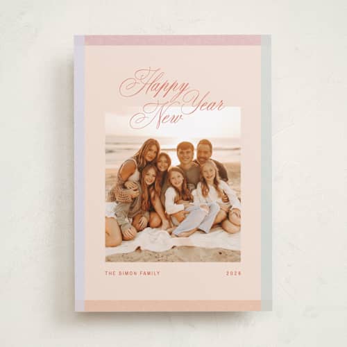 This is a sunrise new year photo cards with standard by Meg Gleason called sunny new year printing on recycled smooth signature in standard