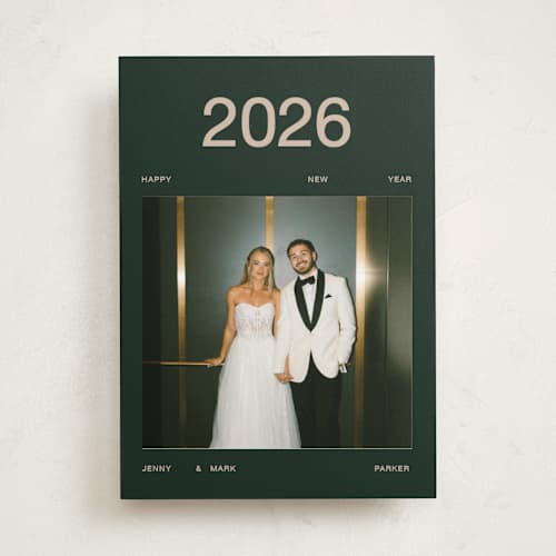 This is a evergreen new year photo cards with standard by Kelly Watkins called major printing on recycled smooth signature in standard