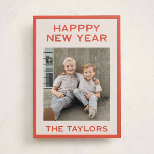 This is a cardinal new year photo cards with standard by Alethea and Ruth called basics printing on recycled smooth signature in standard
