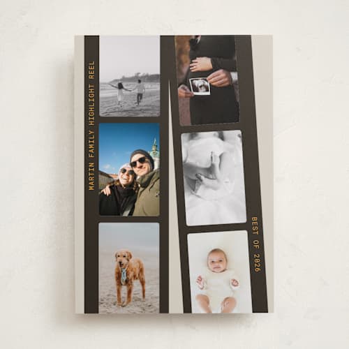 This is a vintage new year photo cards with standard by Michelle Buckner called highlight reel printing on recycled smooth signature in standard