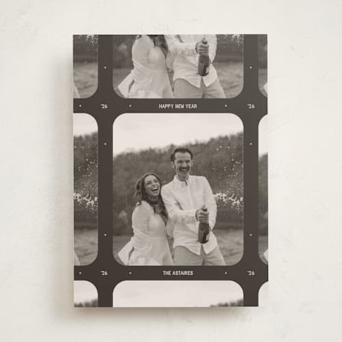 This is a coffee bean new year photo cards with standard by Meggy Masters called vintage film printing on recycled smooth signature in standard