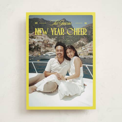 This is a lemon new year photo cards with standard by Jenna Holcomb called bright and cheery printing on recycled smooth signature in standard