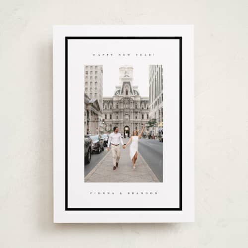 This is a snow new year photo cards with standard by Adelyn T. called chic printing on recycled smooth signature in standard