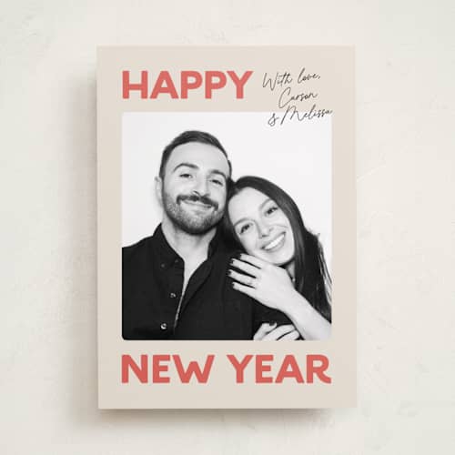 This is a candy cane new year photo cards with standard by Carmia Jordaan called big and bold printing on recycled smooth signature in standard