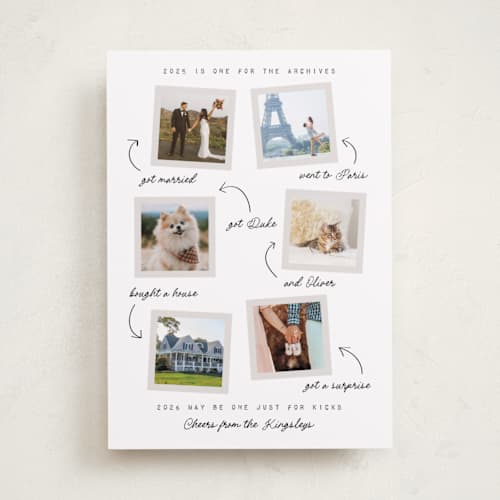 This is a snow new year photo cards with standard by Heather Schertzer called for the archives printing on recycled smooth signature in standard