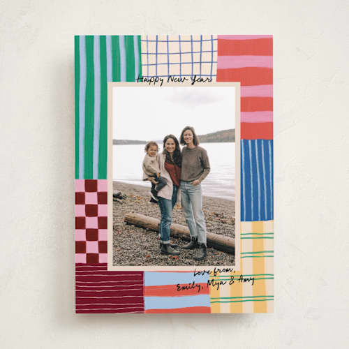 This is a cherry new year photo cards with standard by Elly called pop printing on recycled smooth signature in standard
