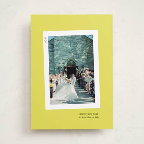 This is a lemon new year photo cards with standard by Kristen Knechtel called bold neon printing on recycled smooth signature in standard