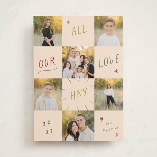 This is a bright new year photo cards with standard by Ani Somi called checkers printing on recycled smooth signature in standard