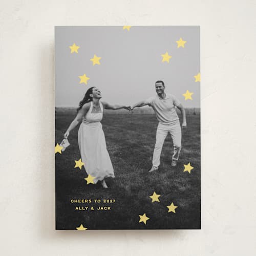 This is a citrus new year photo cards with standard by Ellen Schlegelmilch called spangled printing on recycled smooth signature in standard