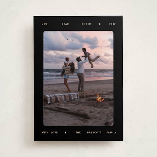 This is a coal new year photo cards with standard by Pixel and Hank called edit printing on recycled smooth signature in standard