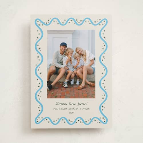This is a ice skate new year photo cards with standard by Megan Davis called stelle printing on recycled smooth signature in standard