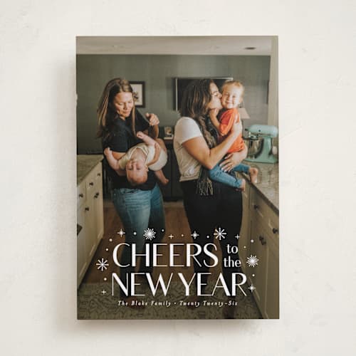 This is a alabaster new year photo cards with standard by Susan Asbill called effervescent printing on recycled smooth signature in standard