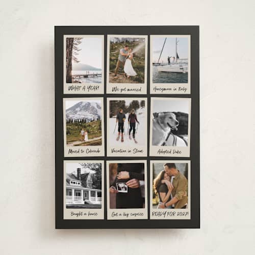 This is a midnight new year photo cards with standard by Heather Schertzer called what a year! printing on recycled smooth signature in standard