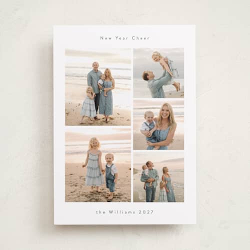 This is a cloud new year photo cards with standard by Nicole Walsh called quintet printing on recycled smooth signature in standard