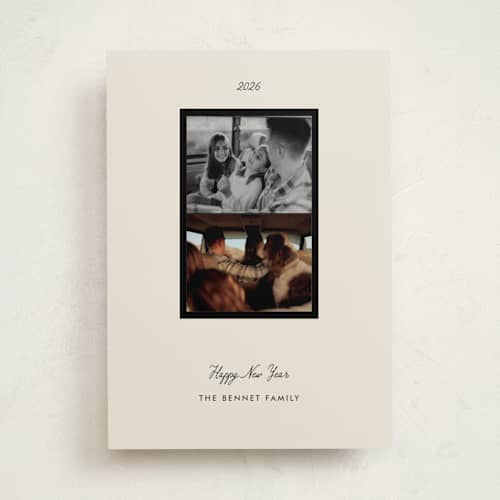 This is a latte new year photo cards with standard by Helena Vitto called away we go printing on recycled smooth signature in standard