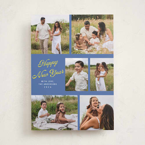 This is a blue jay new year photo cards with standard by Cass Loh called playful pop printing on recycled smooth signature in standard