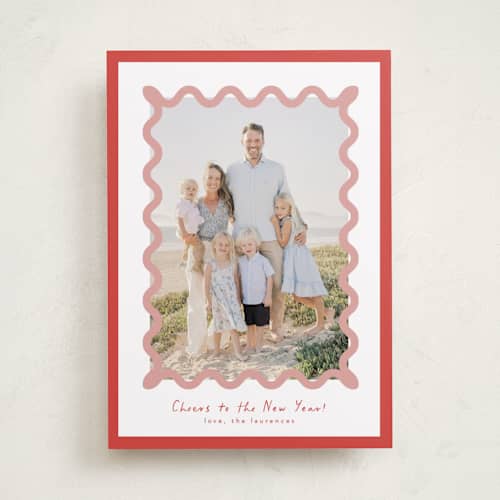 This is a candy cane new year photo cards with standard by Blustery August called party squiggle printing on recycled smooth signature in standard