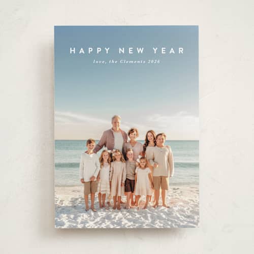 This is a snow new year photo cards with standard by Lucrecia Caporale called minimal style printing on recycled smooth signature in standard