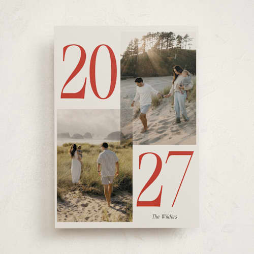 This is a sleigh new year photo cards with standard by Morgan Kendall called balanced printing on recycled smooth signature in standard