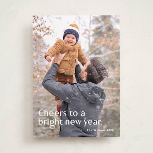 This is a sugar new year photo cards with standard by Kimberly Morgan called bright and new printing on recycled smooth signature in standard