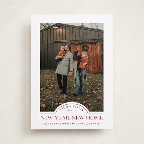 This is a scarlet new year photo cards with standard by Iveta Angelova called new home printing on recycled smooth signature in standard