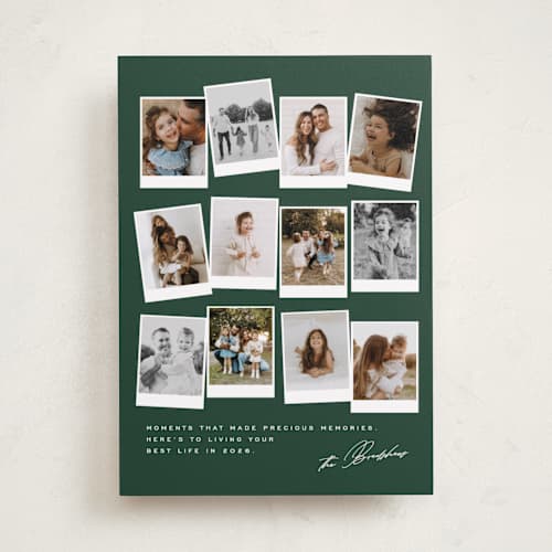 This is a pine new year photo cards with standard by Creo Study called snapshots printing on recycled smooth signature in standard