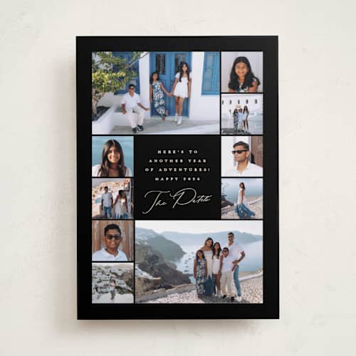 This is a raven new year photo cards with standard by Olivia Raufman called our adventures printing on recycled smooth signature in standard
