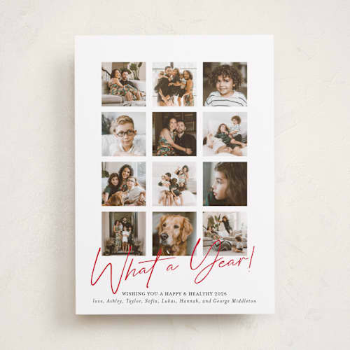 This is a holly berry new year photo cards with standard by Erika Firm called what a twelve months (year!) printing on recycled smooth signature in standard