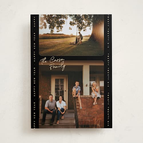 This is a retro new year photo cards with standard by Pixel and Hank called characteristic printing on recycled smooth signature in standard