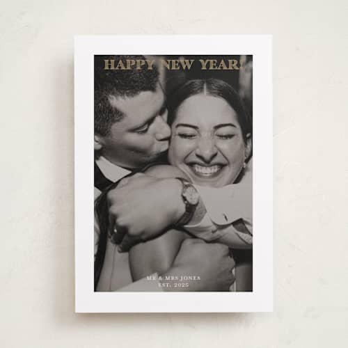 This is a caramel new year photo cards with standard by Annie Chan called white border printing on recycled smooth signature in standard