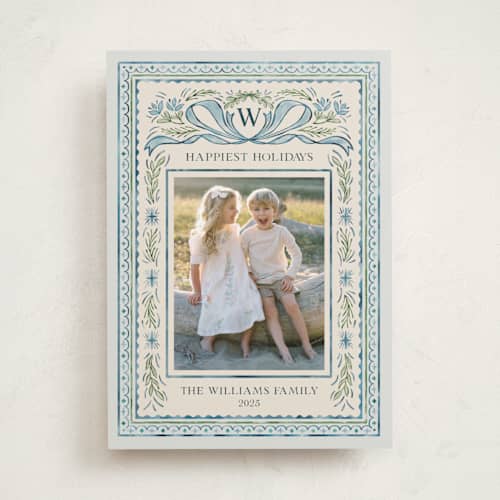 This is a blue jay holiday photo cards with standard by Paper Sun Studio called christmas gift printing on recycled smooth signature in standard
