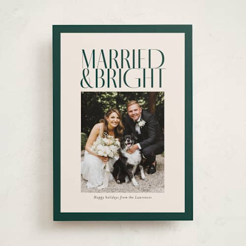 This is a spruce holiday photo cards with standard by Ekko Studio called married & bright printing on recycled smooth signature in standard
